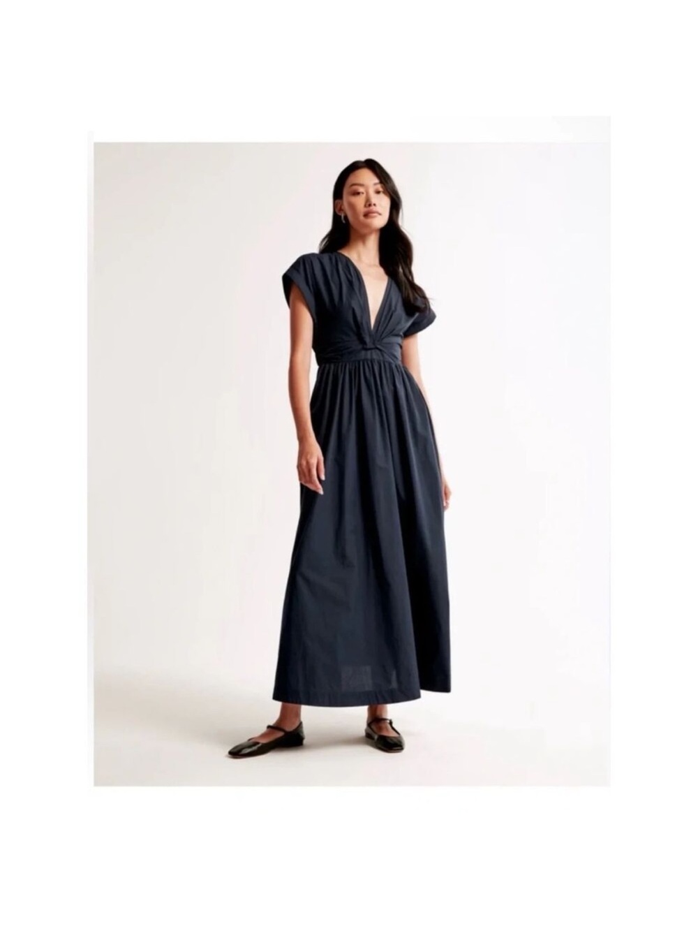 Abercrombie & Fitch Deep Navy V-Neck Maxi Dress